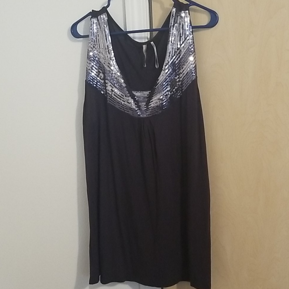 Kische grey tank top w sparkly sequins